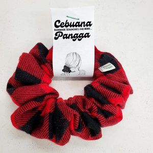 Handmade Women's Scrunchies Large Red/Black Cotton